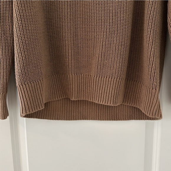 Jenni Kayne Oversized Cotton Fisherman Sweater Beachwood Tan Brown XXS/XS EUC! - Picture 6 of 7